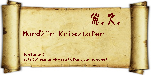 Murár Krisztofer névjegykártya